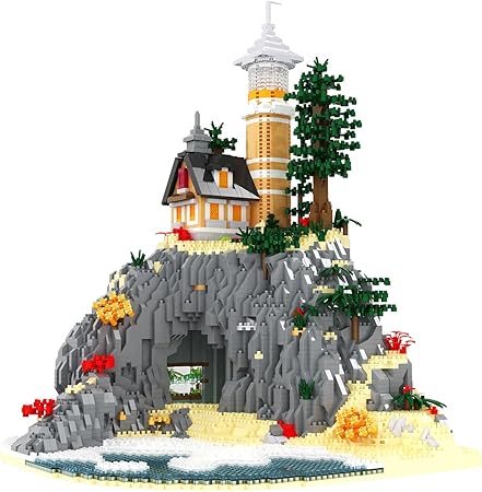 Architecture Island Cave Lighthouse Micro Building Blocks Set