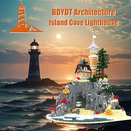 Architecture Island Cave Lighthouse Micro Building Blocks Set - Thumbnail 3