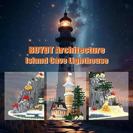 Architecture Island Cave Lighthouse Micro Building Blocks Set - Thumbnail 4