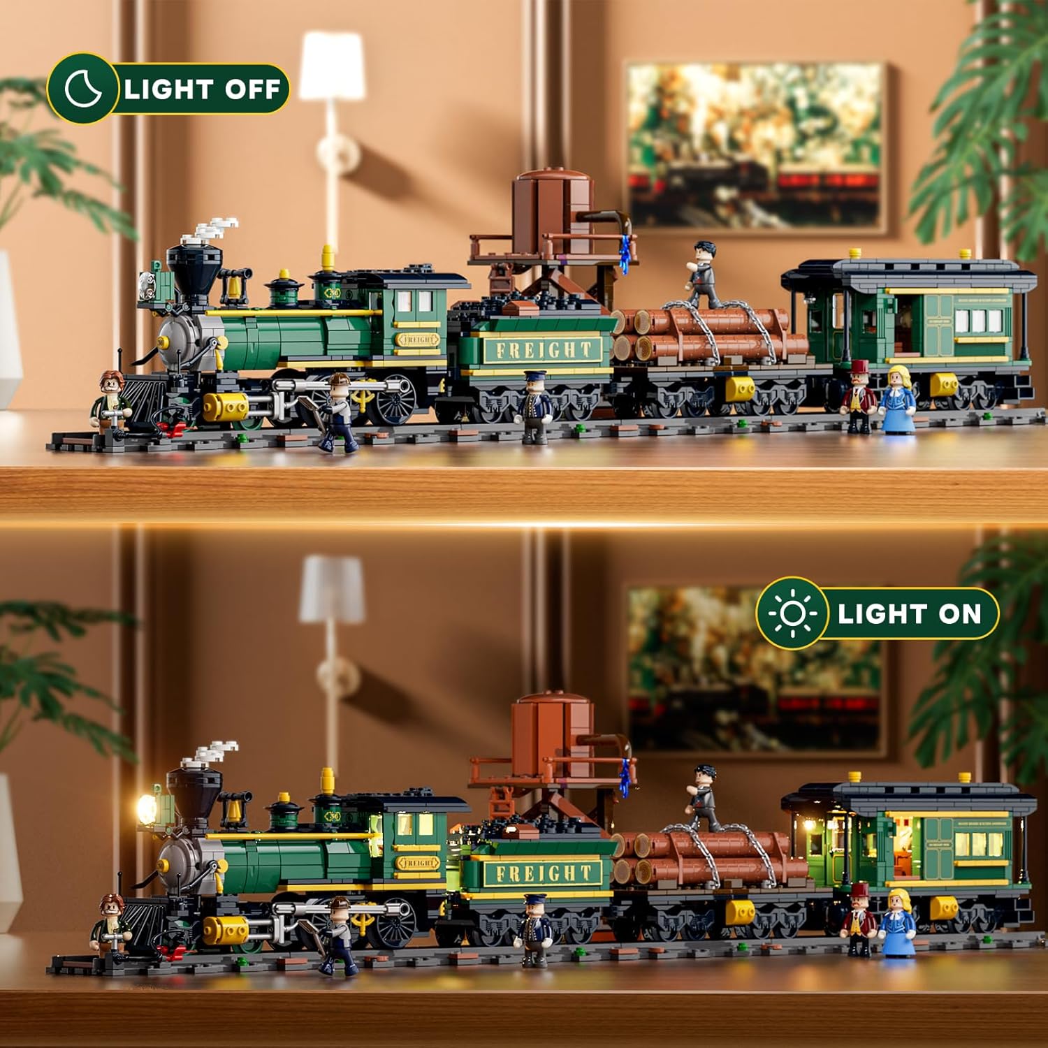 Wild West Freight Train Lighting Building-Bricks Set - Thumbnail 3