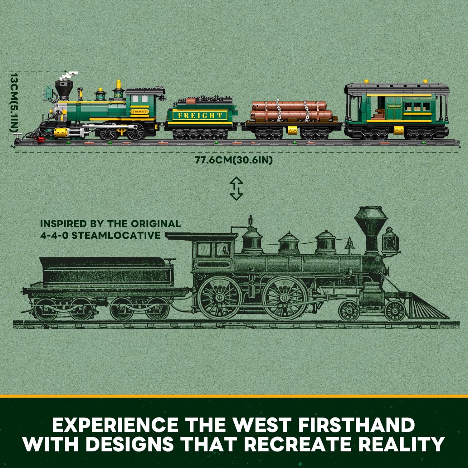 Wild West Freight Train Lighting Building-Bricks Set - Thumbnail 4